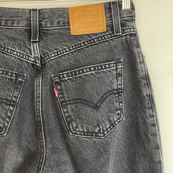 Levi’s Premium 80’s Mom Jeans Black High Rise Tapered Big E Size 25 - Picture 6 of 14